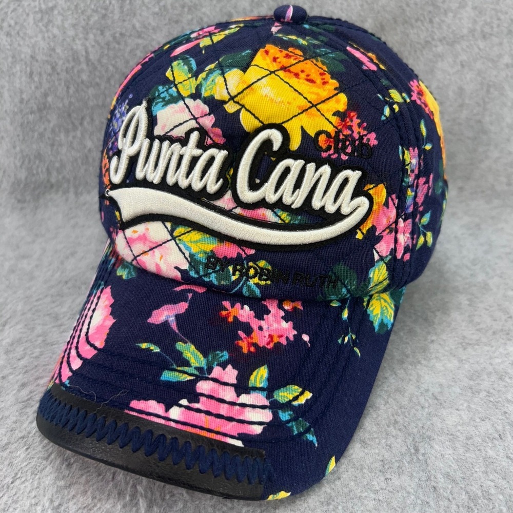 Punta Cana Women Navy Robin Ruth Floral Quilted Baseball Hat Snapback OSFM